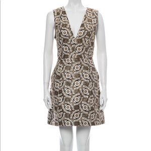 Alice + Olivia Patty Deep V Embroidered Mini Dress